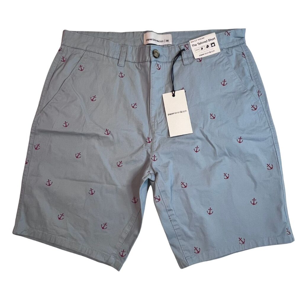 Paperdenim & Cloth Shorts Mens 36 Blue Anchors Casual Preppy Golf Resort Chinos - Picture 14 of 14